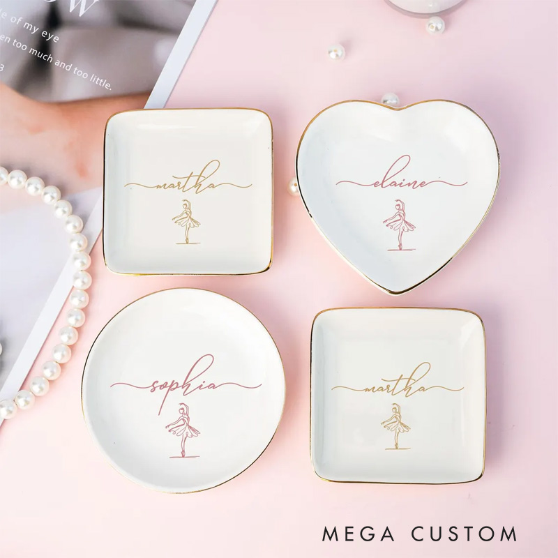 Personalized Ballet Girl Jewelry Dish Dance Gift For Little Girls Dance Teacher Recital Gifts Ballet Dancer Trinket Tray Dance Team Ring Holder