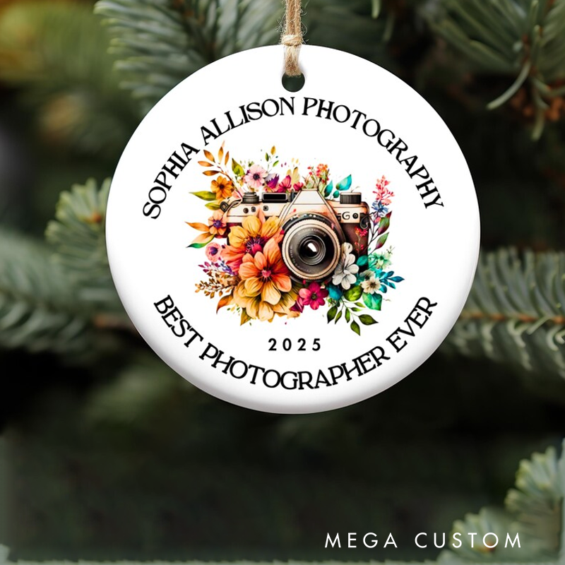 Photographer Ornament Custom Photographer and Photography Lover Gift Photography Ornament Camera Floral Keepsake Christmas