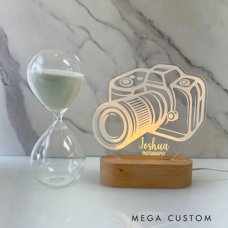 Personalized Camera Night Light Custom LED Photo Room Lamp Perfect Photographer Gift Unique Decor Bedroom Nightlight