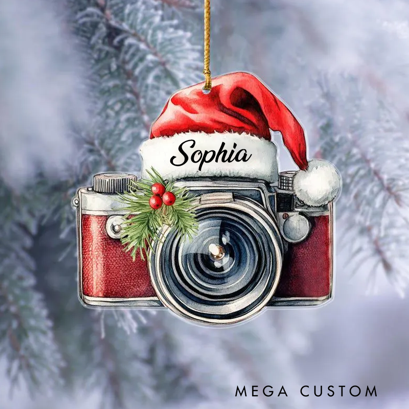Personalized Photographer 2D Flatten Ornament Christmas 2025 Camera Lover Acrylic Ornament Christmas 2025 Gift Xmas Tree Decor