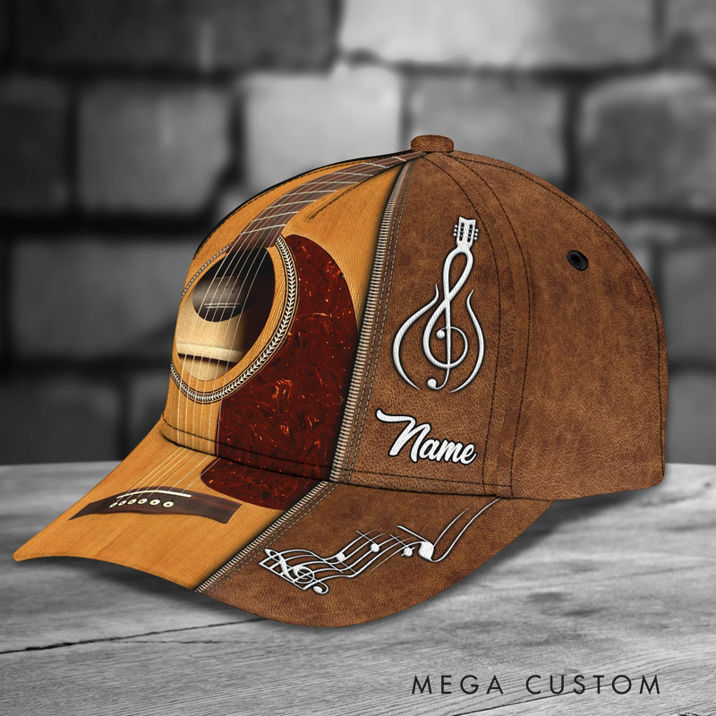Personalized Name 3D Print Baseball Cap With Adjustable Snap for Music Lover Perfect Music Lovers Guitar Lovers Custom Gift Hat