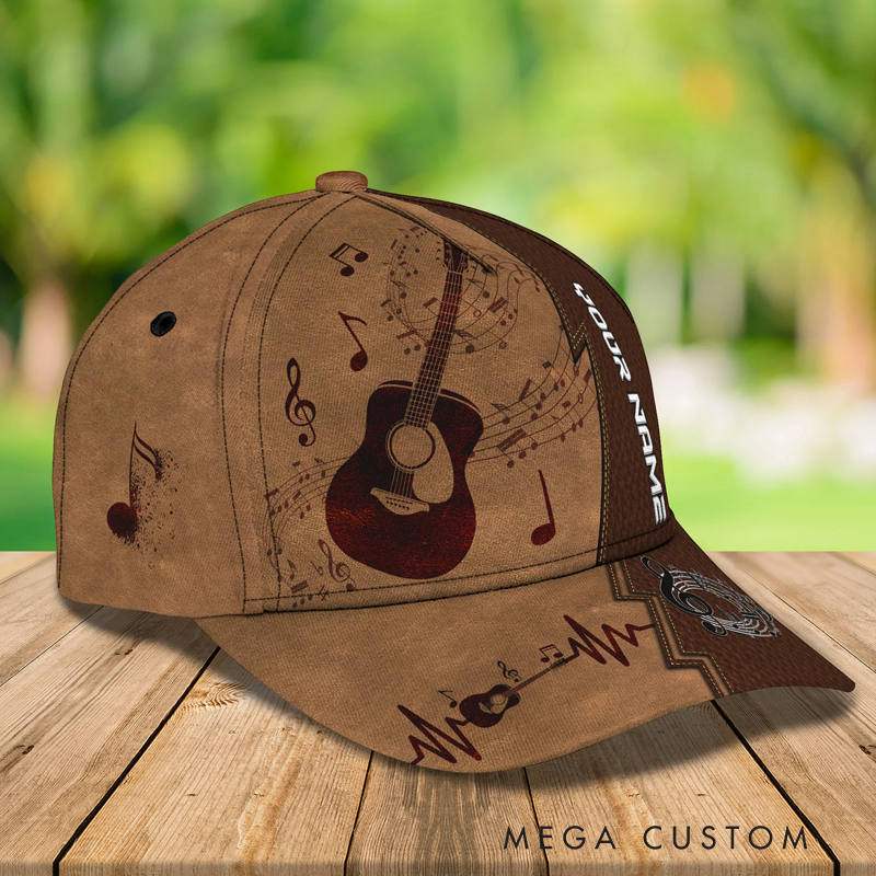 Personalized Name 3D Print Baseball Cap With Adjustable Snap for Music Lover Perfect Music Lovers Guitar Lovers Custom Gift Hat