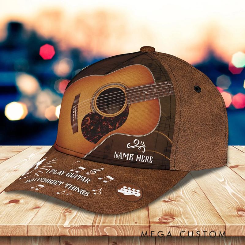 Personalized Name 3D Print Baseball Cap With Adjustable Snap for Music Lover Perfect Music Lovers Guitar Lovers Custom Gift Hat