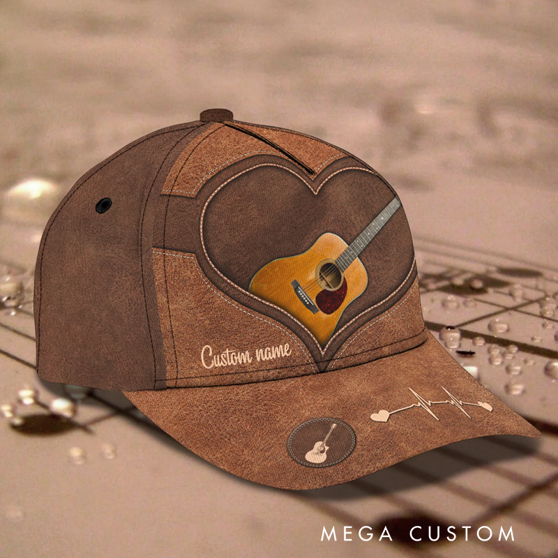 Personalized Name 3D Print Baseball Cap With Adjustable Snap for Music Lover Perfect Music Lovers Guitar Lovers Custom Gift Hat