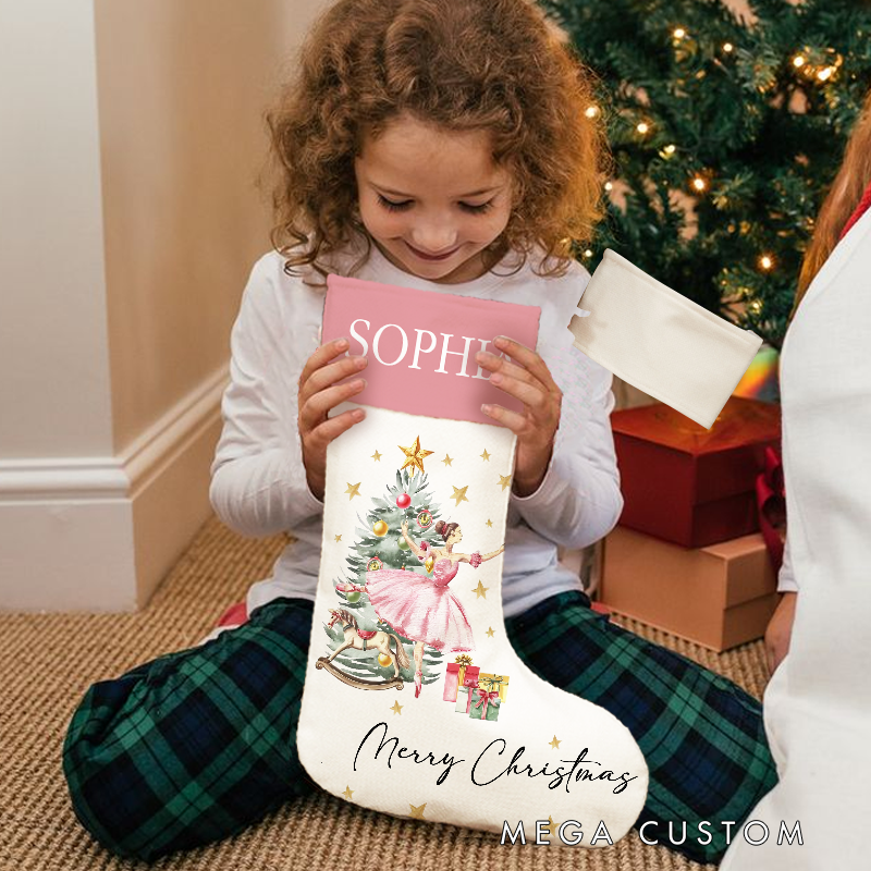 Personalized Christmas Santa Stocking Christmas Nutcracker Ballerina Reindeer Stocking for Christmas Special Delivery Kids Stocking