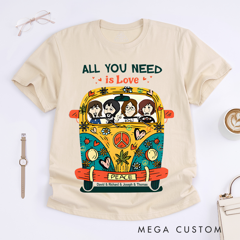 Personalized Classic T-Shirts Retro Hippie Graphic Tee Perfect for Classic Rock and Hippie Style Lovers and 60s Music Fans T-Shirt