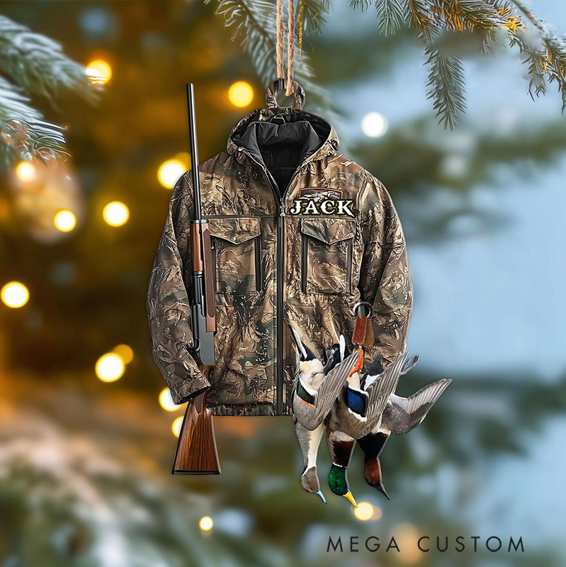 Personalized Hunting Ornament Custom Duck Hunting Christmas Tree Ornament Hunting Vest Christmas Gift for Hunter Dad Husband