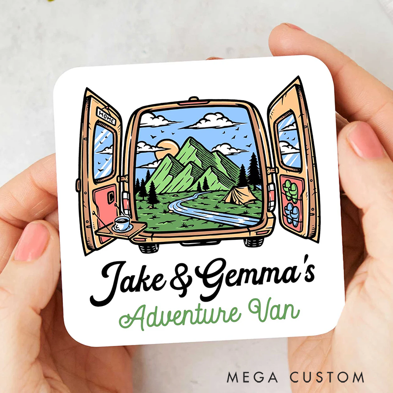 Personalised Campervan Coaster Camper Van Gift  Coaster for Outdoor Travel Lover