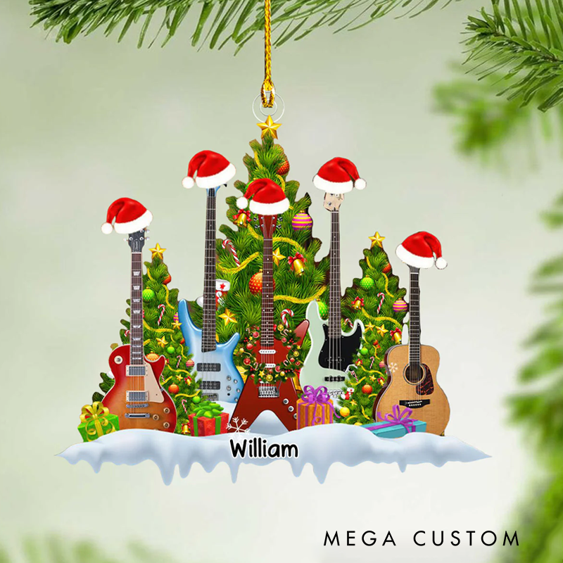 Personalized Name Christmas Ornaments Guitar Ornaments Gifts for Guitar Lover
