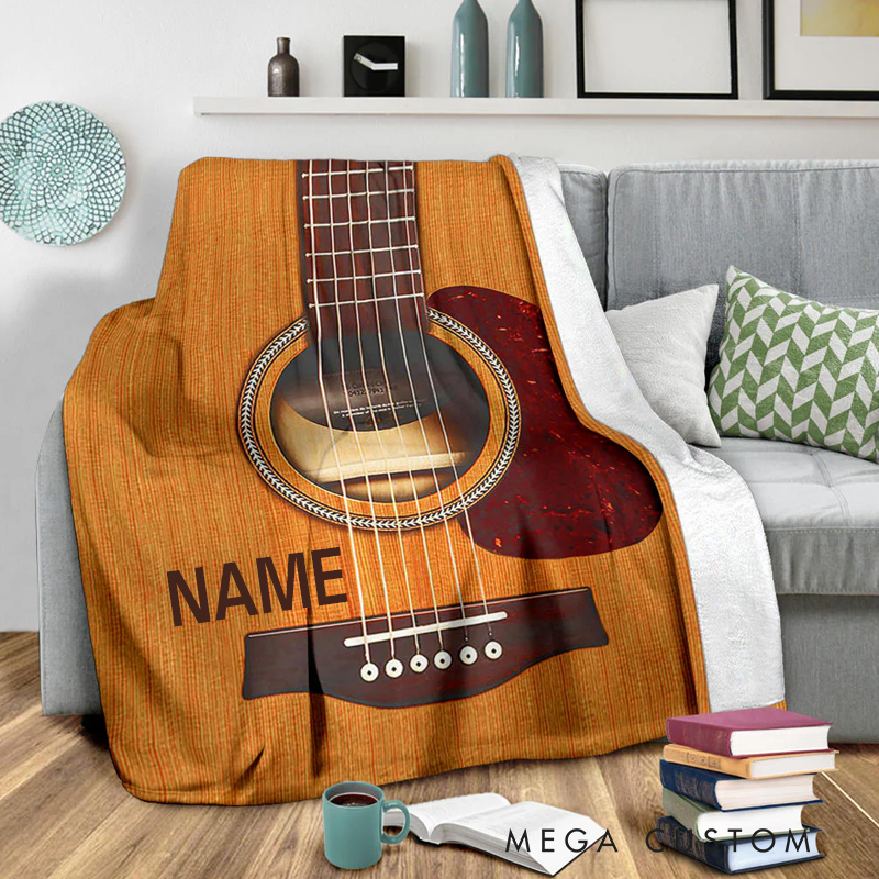 Personalized Name Custom Acoustic Electric Guitar Taurus Blanket Best Gift for Guitarist