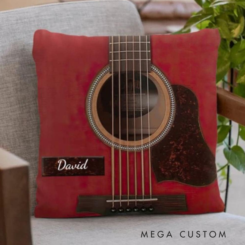 Personalized Name Custom Acoustic Electric Guitar Pillow Best Gift for Guitarist