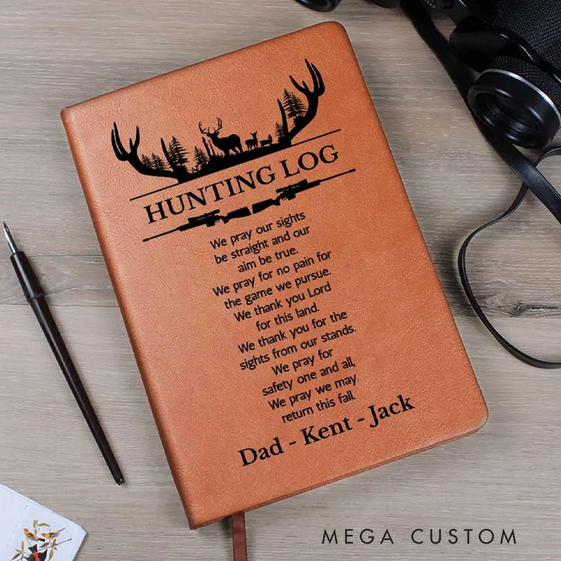 Personalized Hunting Log Book with Hunting Prayer Custom Hunting Journal Gift for Hunter Dad Sons