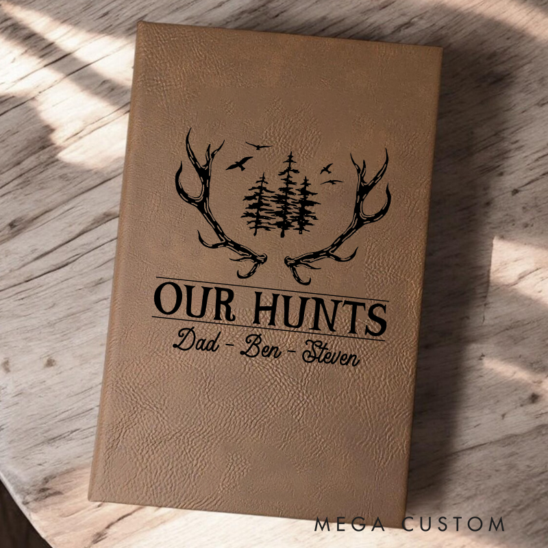 Personalized Shed Hunting Journal Engraved Leatherette Journal for Shed Hunting Notes Custom Journal for Hunters Antler Log Gift for Him