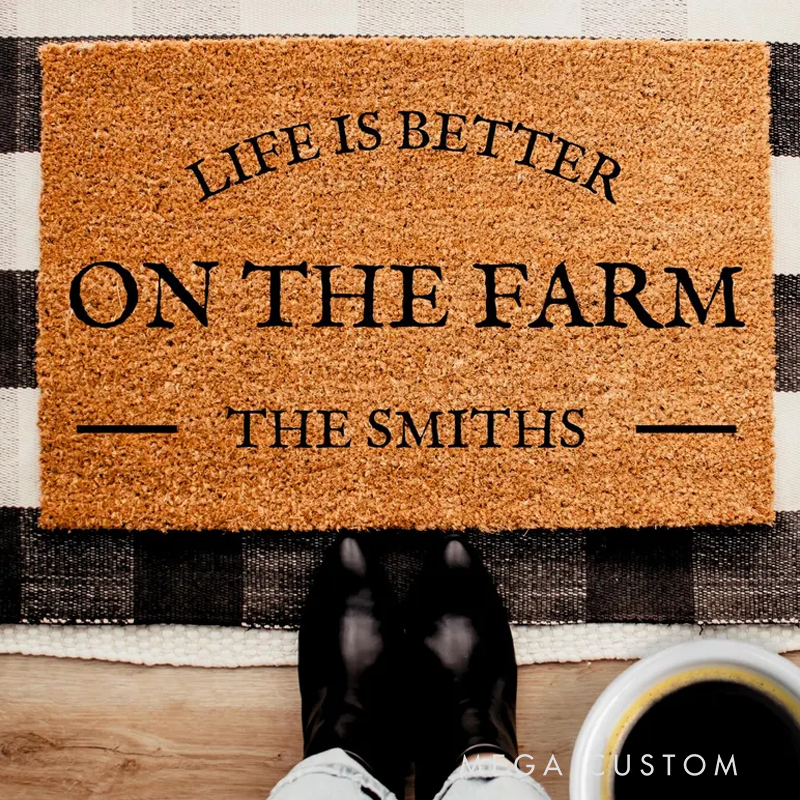 Personalized Farm Doormat Farmhouse Doormat Farmhouse Decor Ranch Door Mat