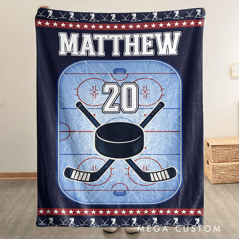 Personalized Sports Blanket with Custom Name and Number Design