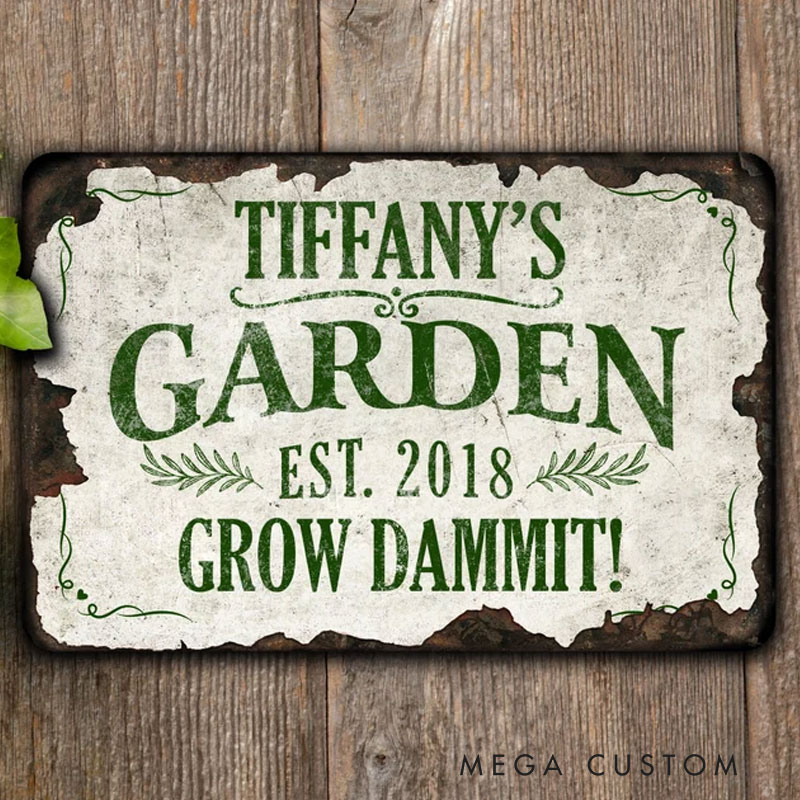 Personalized Metal Garden Sign Rustic Outdoor Decor Gifts for Her Garden Lover Gift 