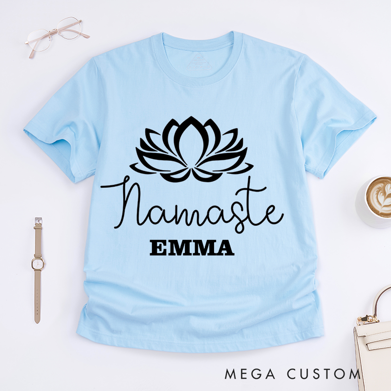 Personalized Lotus Flower T-Shirt Comfort Colors Girly T-Shirt Trendy Tee Cute Meditation Gift Shirt Graphic Tee Spiritual Yoga Shirt