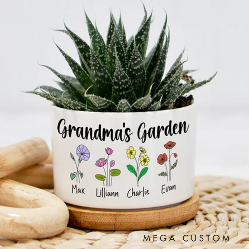 Personalized Birth Flower Succulent Planter Mother's Day Gift Gift for Grandma Custom Mini Plant Pot Garden Lover Gift 