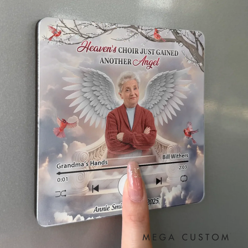 Personalized Photo Heaven's Choir Just Gained Another Angel Memorial Custom Music Fridge Magnet That Can Play Songs Sympathy Gift for Family Members