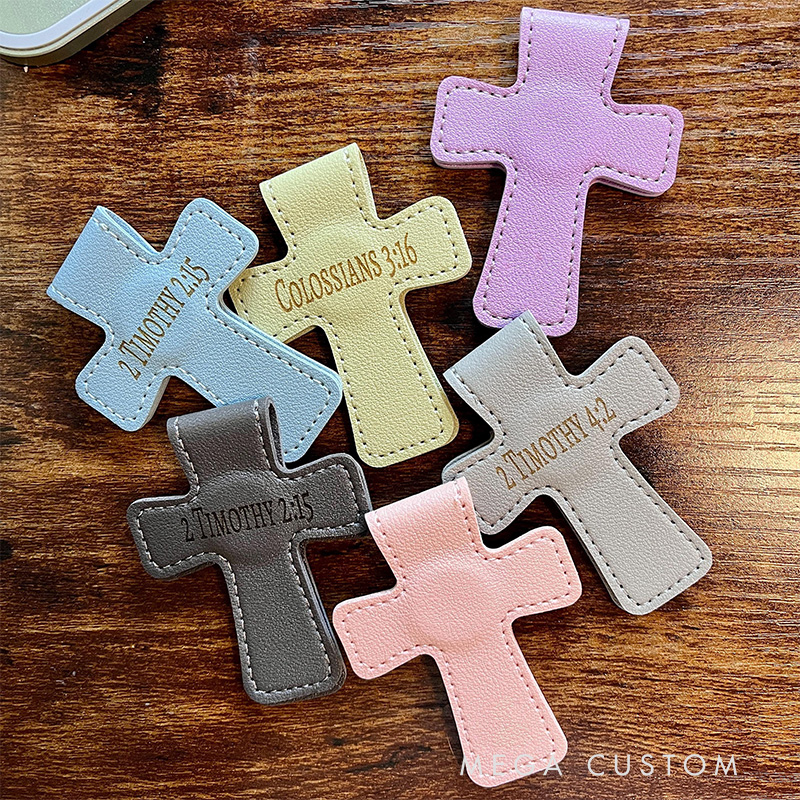 Personalized Bible Verses PU Leather Magnetic Bookmark Clip with Initial Engraved Reader Gift Back to School Gift for Christians Bookworms