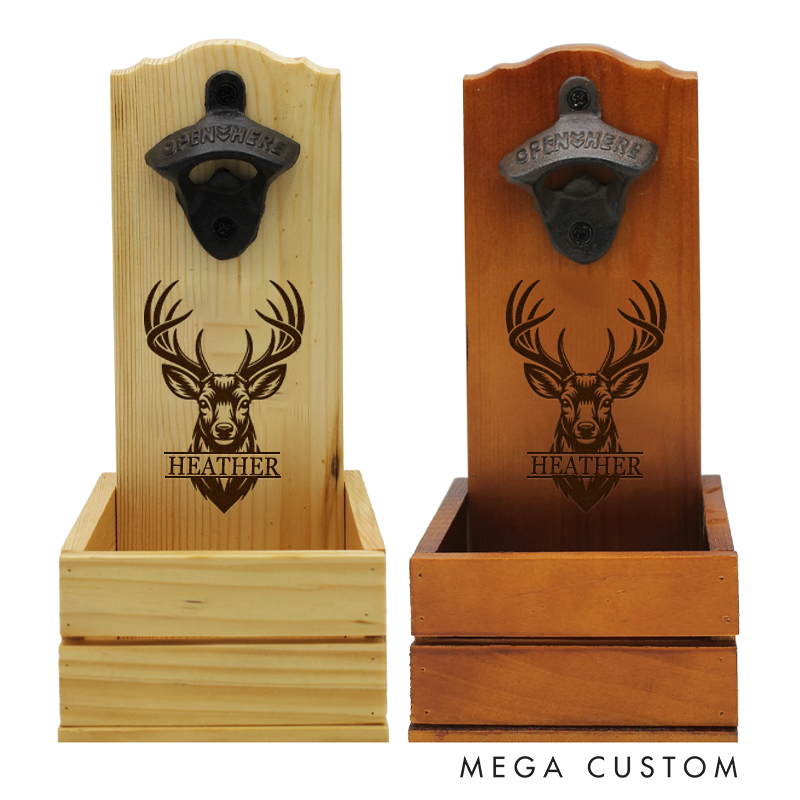 Personalized Wall Mounted Beer Opener Monogrammed Wall Mount Bottle Opener with Cap Catcher Beer Gift for Boyfriend Husband