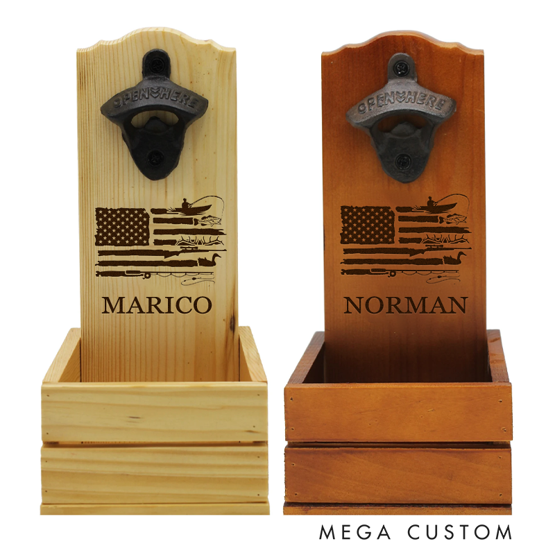 Personalized Buck Wall Mounted Bottle Opener Wall Mount Bottle Opener with Cap Catcher Beer Gift for Boyfriend Husband