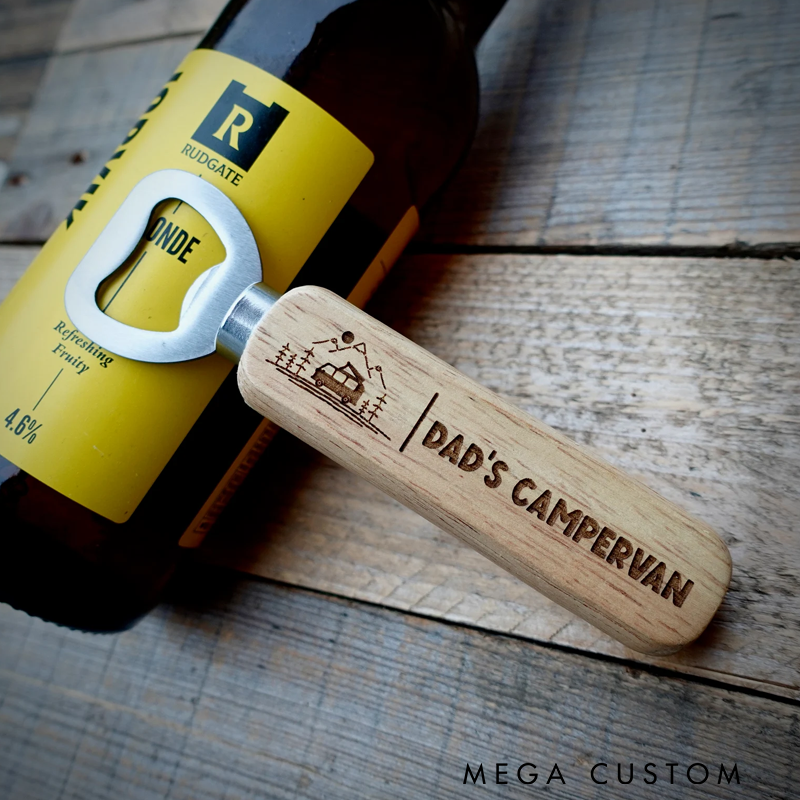 Personalised Campervan Bottle Opener Wooden Stainless Steel Bottle Opener Camper Van Bottle Opener Camper Gift