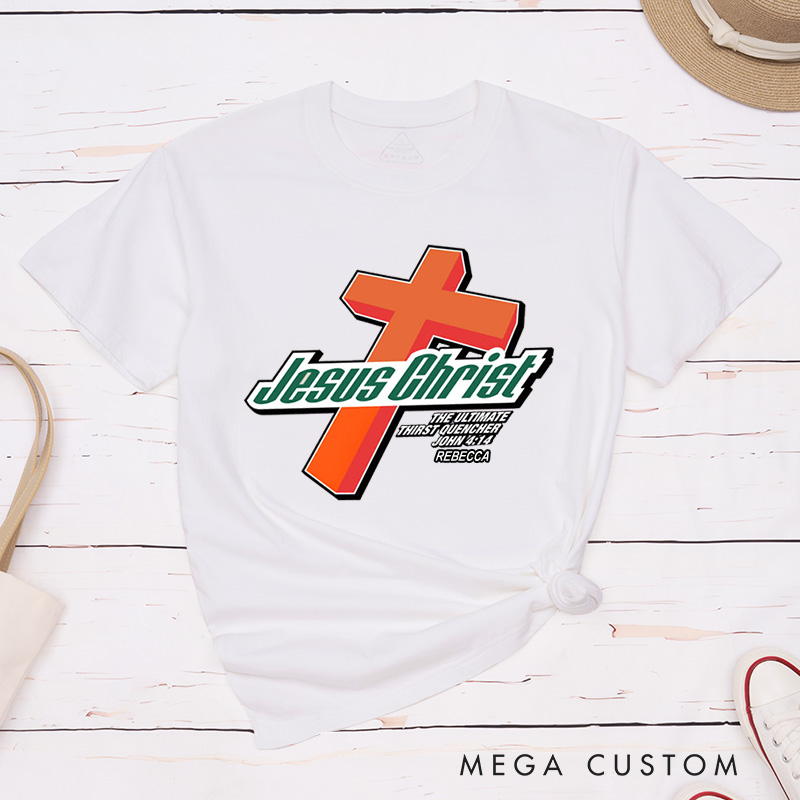 Personalized Jesus Christ Cotton T-Shirt with Name Christian Cross Unisex Classic T-Shirt Faith Shirt Gift Christian Apparel Gift for Jesus Lover
