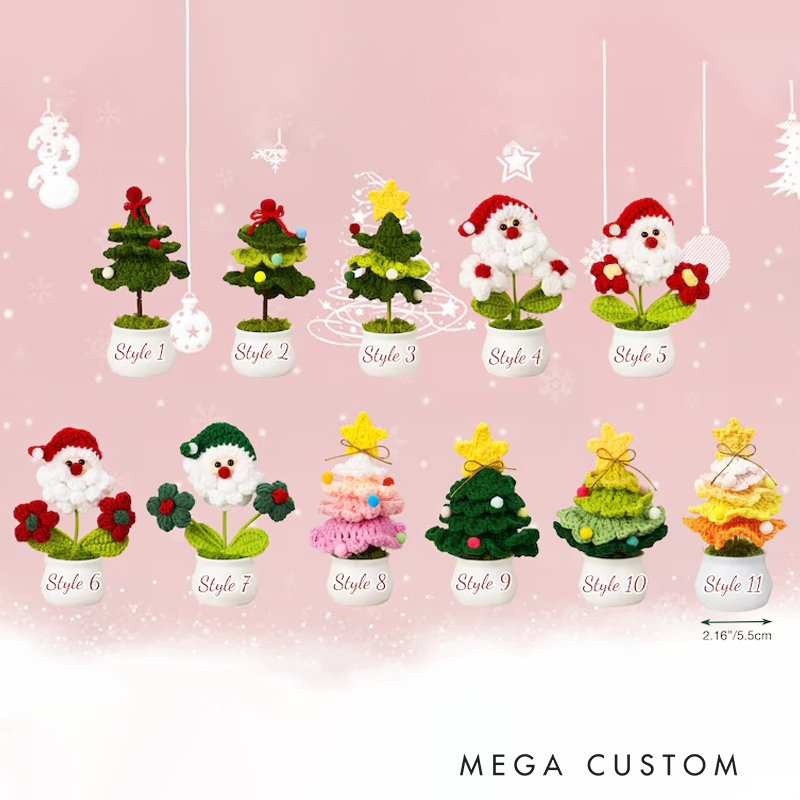 Personalized Crochet Christmas Tree in Pot Crochet Xmas Tree Crochet Santa Claus Handmade Christmas Gifts Gifts for Her Christmas Crochet Decoration