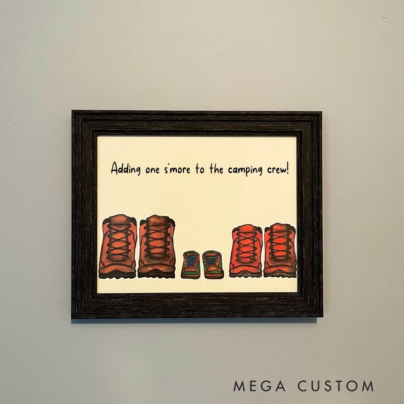 Personalized Watercolor Hiking Boot Nursery Print Custom camping lover poster Wall Art