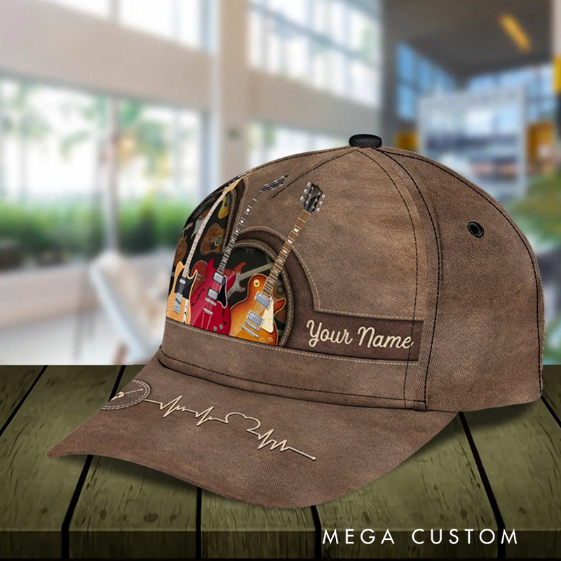 Personalized Name 3D Print Baseball Cap With Adjustable Snap for Music Lover Perfect Music Lovers Guitar Lovers Custom Gift Hat