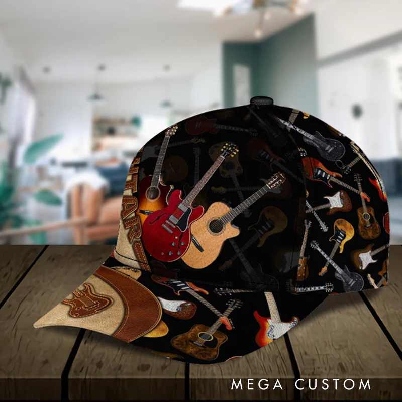 Personalized Name 3D Print Baseball Cap With Adjustable Snap for Music Lover Perfect Music Lovers Guitar Lovers Custom Gift Hat