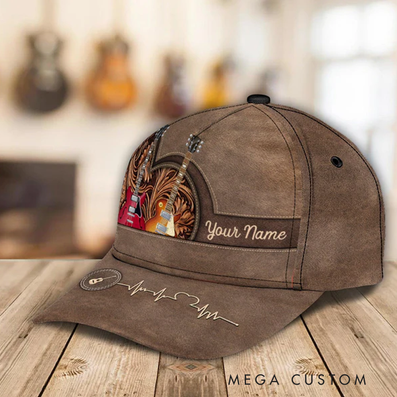 Personalized Name 3D Print Baseball Cap With Adjustable Snap for Music Lover Perfect Music Lovers Guitar Lovers Custom Gift Hat