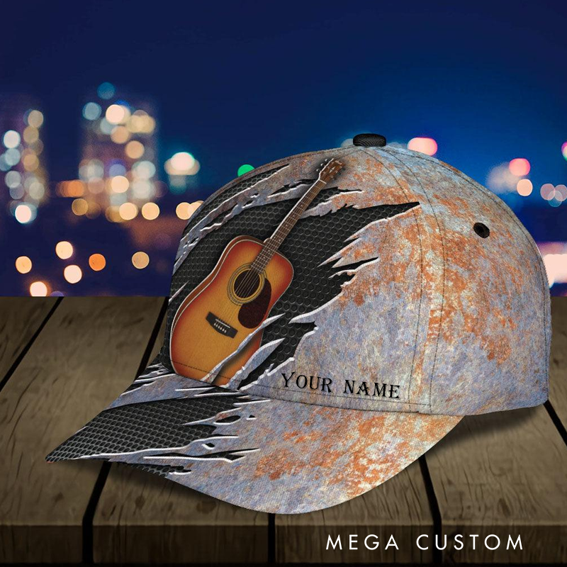 Personalized Name 3D Print Baseball Cap With Adjustable Snap for Music Lover Perfect Music Lovers Guitar Lovers Custom Gift Hat