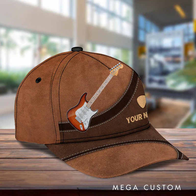 Personalized Name 3D Print Baseball Cap With Adjustable Snap for Music Lover Perfect Music Lovers Guitar Lovers Custom Gift Hat