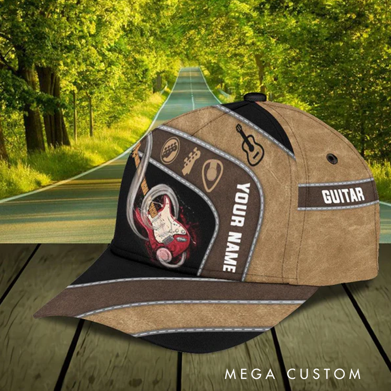 Personalized Name 3D Print Baseball Cap With Adjustable Snap for Music Lover Perfect Music Lovers Guitar Lovers Custom Gift Hat