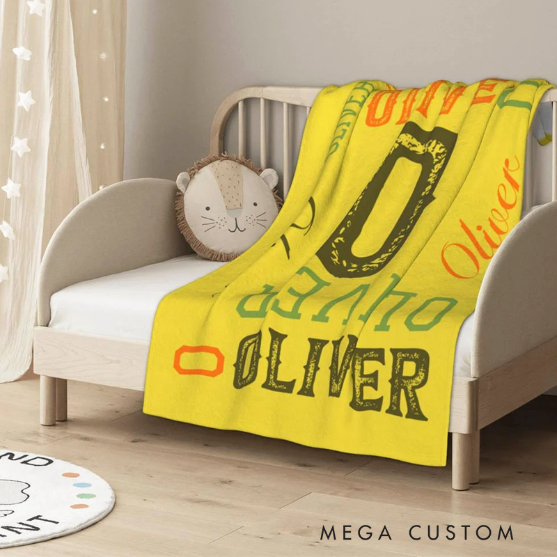Personalized High-Quality Super Soft Flannel or Sherpa Blanket with Initial Name Gift for Kid Friend