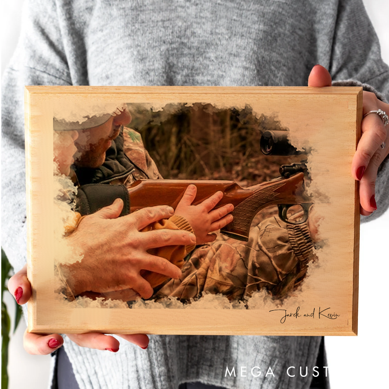 Personalized Hunting Decor Custom Wood Photo Hunting Gift Rustic Hunting Picture on Wood Gift for Him Wood Picture Transfer
