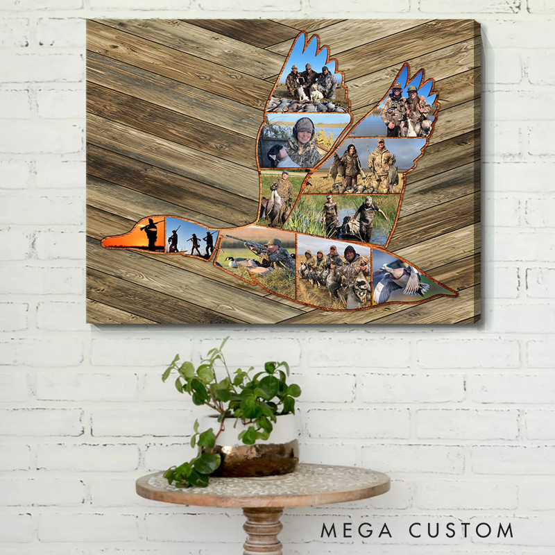 Personalized Duck Hunter Wall Art Custom Duck Collage Canvas Waterfowl Best Gift for Hunting Men Dad