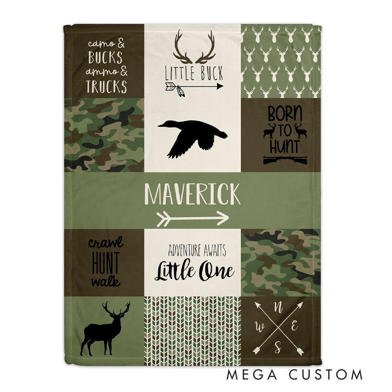 Personalized Camo Throw Blanket Hunting Adventure Blanket Throw Blanket for Kid Gift Hunting Lover