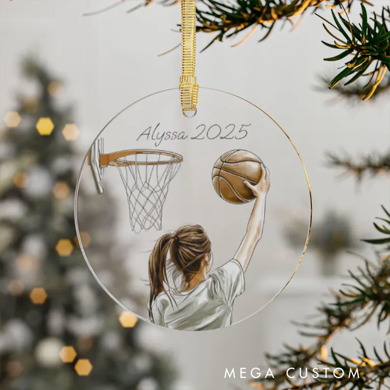 Personalized Basketball Girl Christmas Ornament Custom Name and Year Decoration