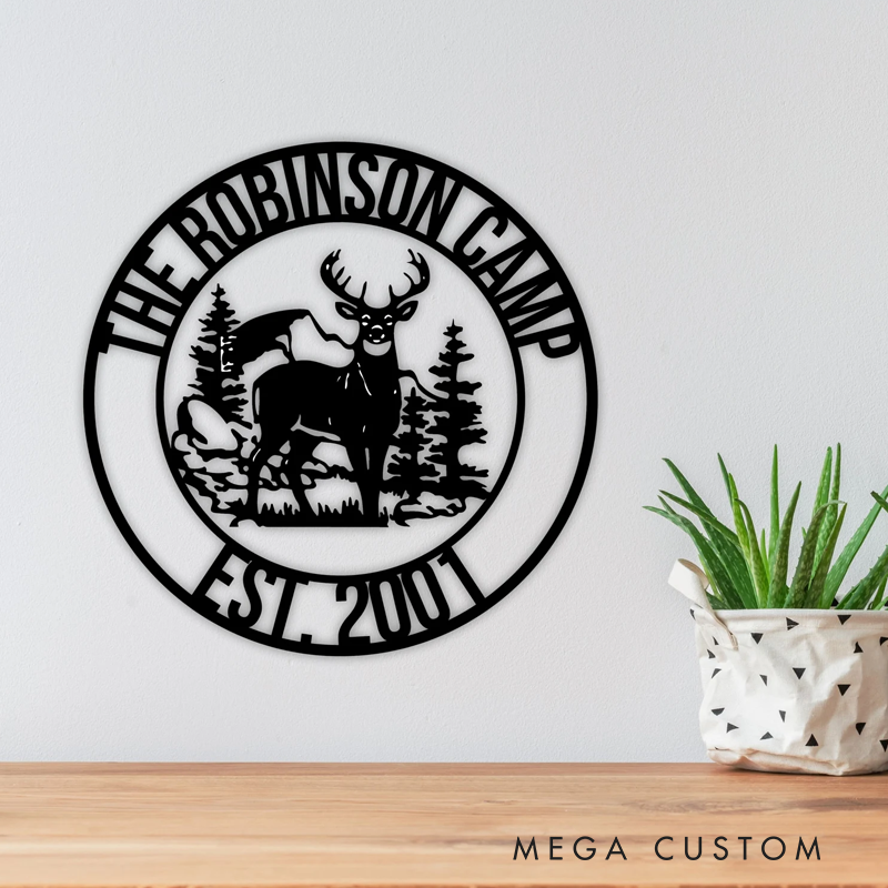 Personalized Deer Camp Metal Sign Home Antler Decor Custom Outdoor Decor Camping Hunter Gift