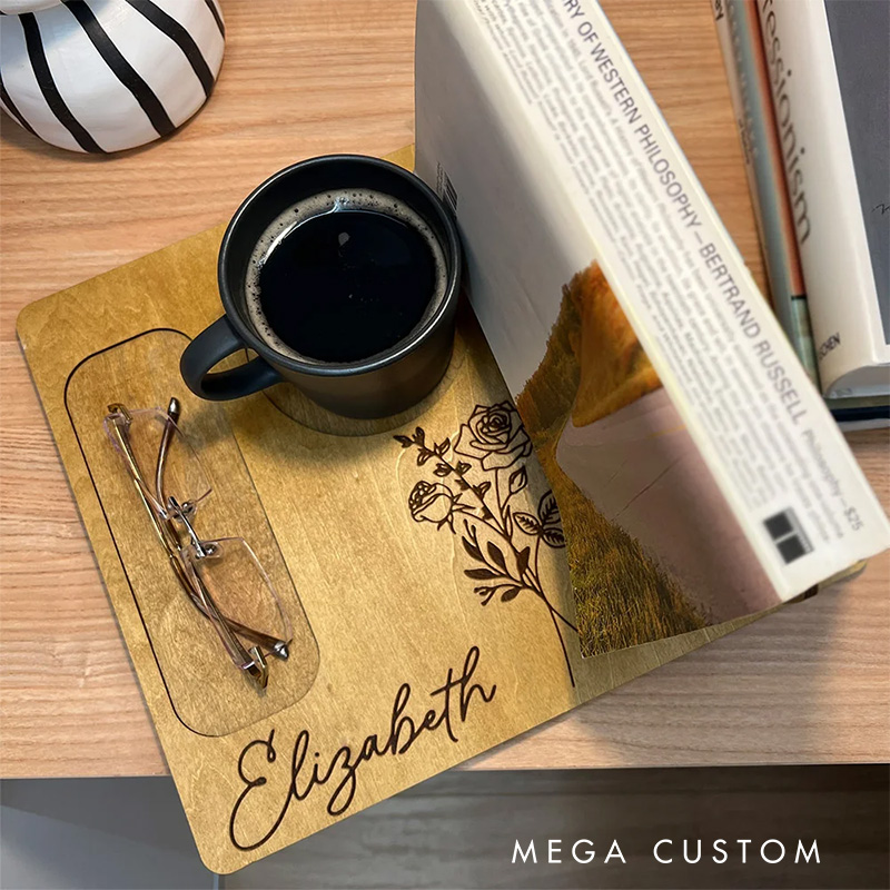 Personalized Birth Flower Wooden Book Stand Bookmark Set with Name Bookish Birthday Gift for Reader Book Lover Gift Librarian Gift