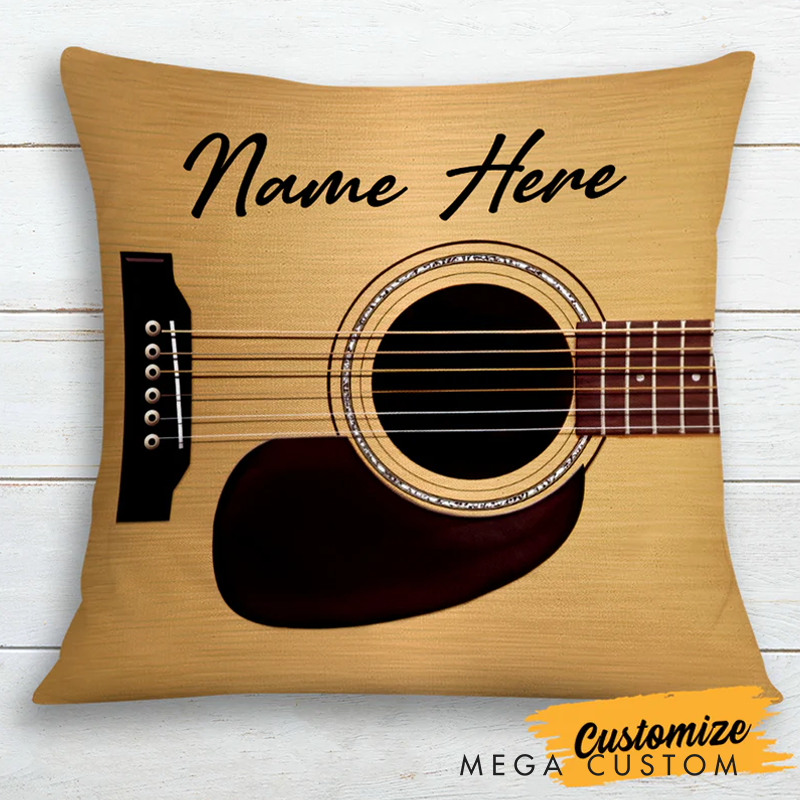 Personalized Name Custom Acoustic Electric Guitar Pillow Best Gift for Guitarist
