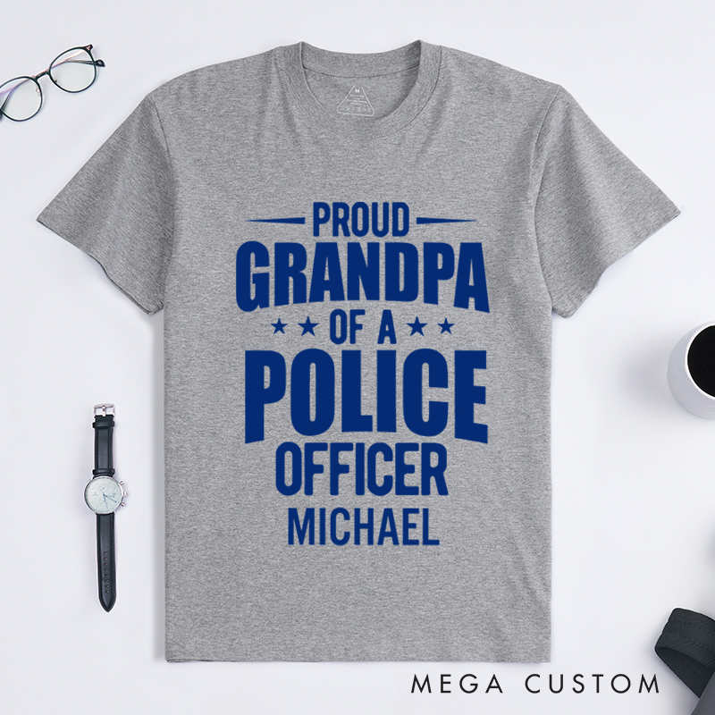 Personalized Policeman T-Shirts Proud Grandpa of a Police Officer Fashion Design T-Shirts
