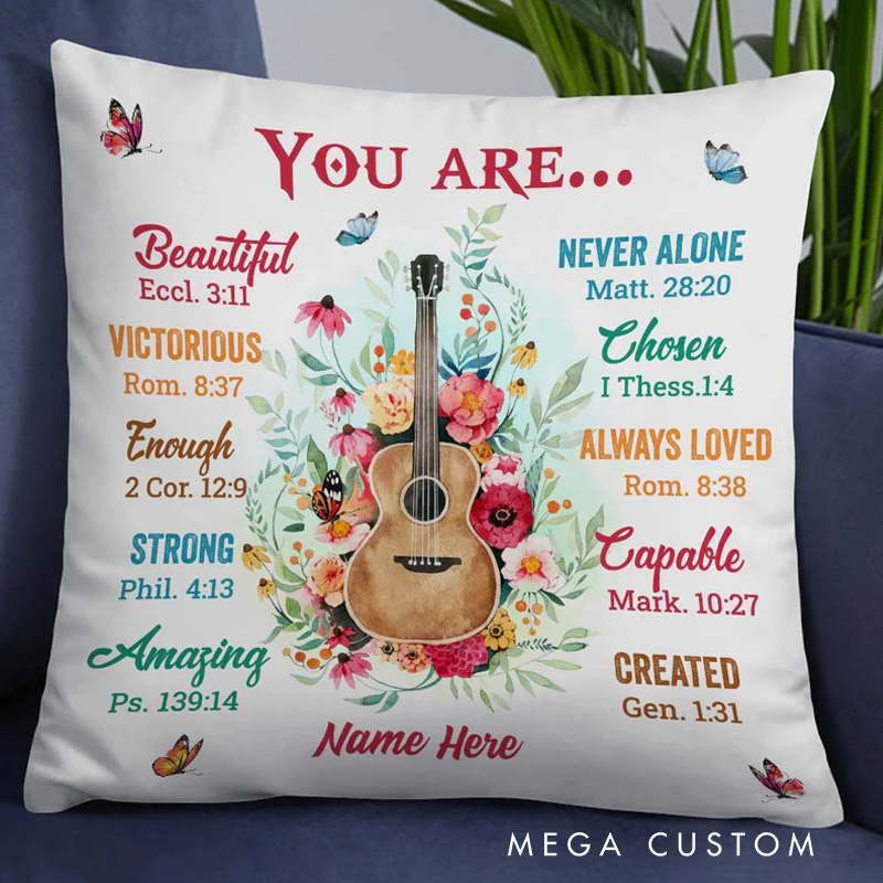 Personalized Name Throw Pillow Guitar You Are Pillow for Music Lover Guitar Lovers Custom Gift