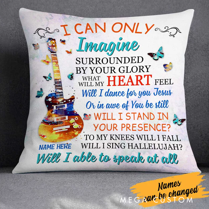 Personalized Name Guitar Pillow I Can Only Imagine Surrounded by Your Glory Pillow for Music Lover Guitar Lovers Custom Gift