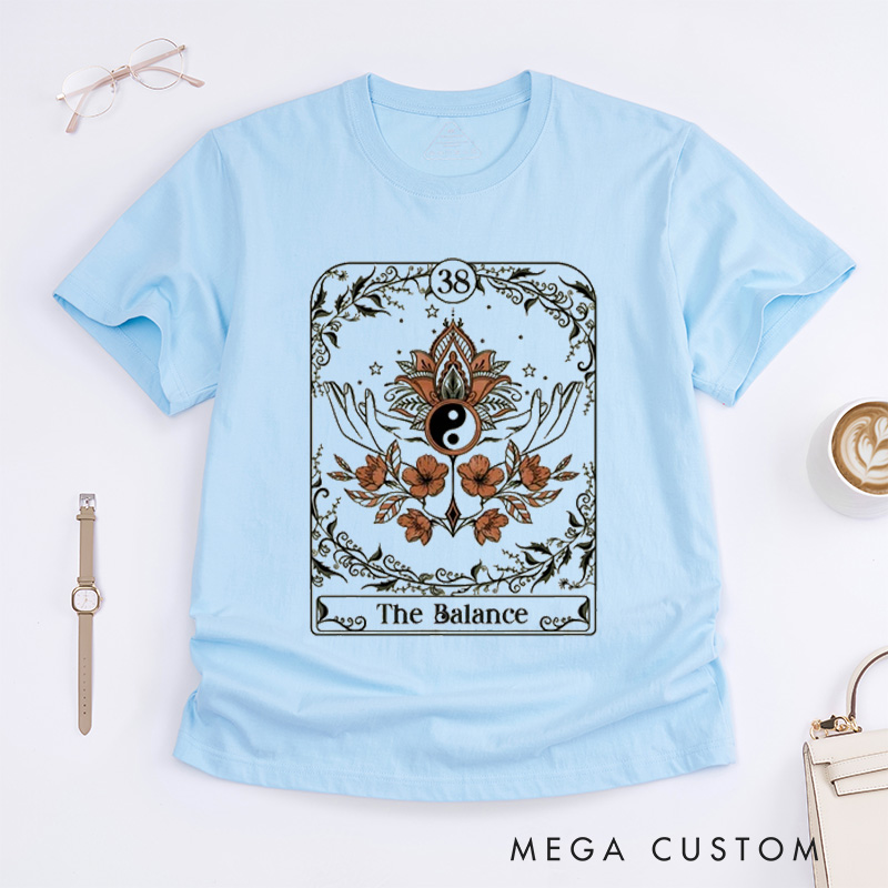 Personalized The Balance Custom Tarot Card Classic T-Shirt Retro T-Shirt Mystical Witch Meliora Tarot T-Shirt Ying Yang Yoga Tee