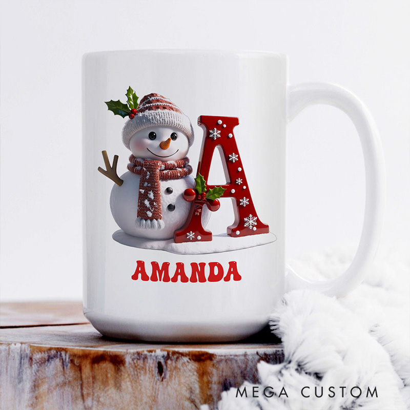 Personalized to My Daughter God Created You 11oz 15oz Ceramic Mug with Name Snowman Alphabet Coffee Mug Religious Christian Gift for Daughter From Mom