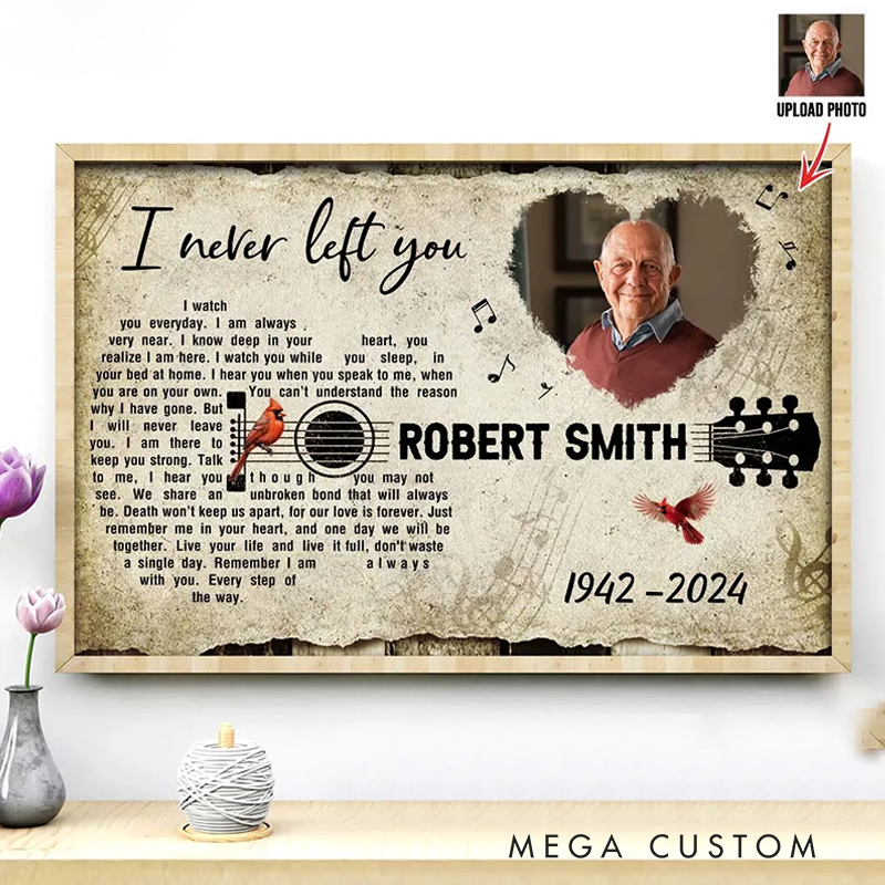 Personalized Memorial Gift With Guitar and Cardinal Music on Poster